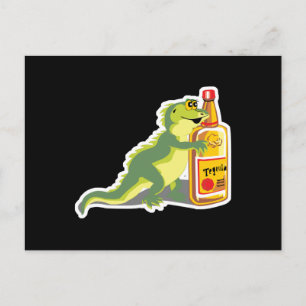 lizard with tequila postcard