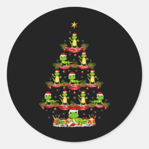 Lizard Xmas Lighting Santa Lizard Christmas Tree  Classic Round Sticker