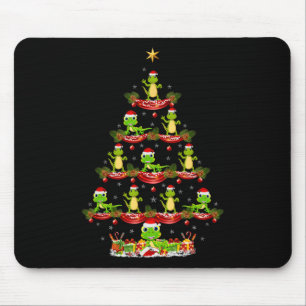 Lizard Xmas Lighting Santa Lizard Christmas Tree Mouse Mat