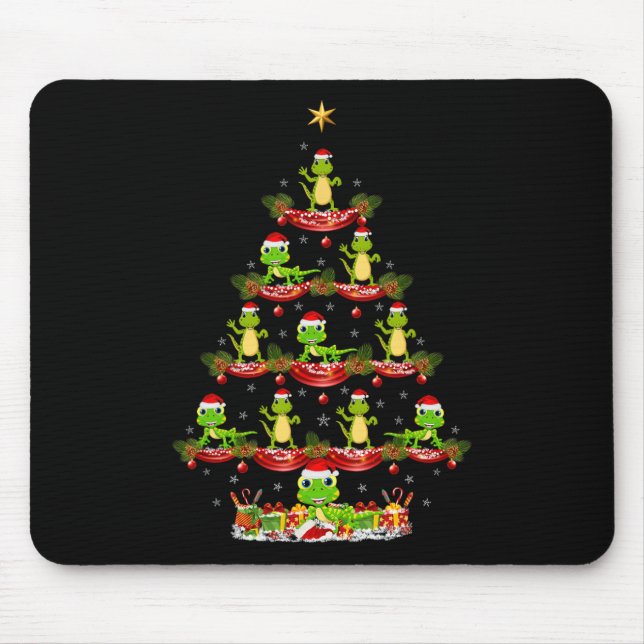 Lizard Xmas Lighting Santa Lizard Christmas Tree  Mouse Mat (Front)