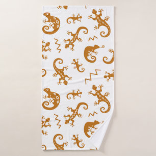 Lizards and chameleons seamless pattern bath towel