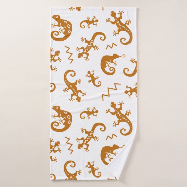 Lizards and chameleons seamless pattern bath towel (Bath Towel)