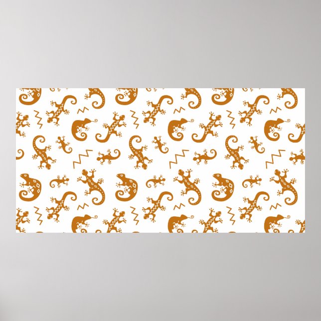 Lizards and chameleons seamless pattern poster (Front)