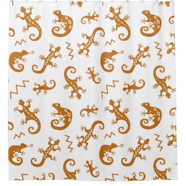 Lizards and chameleons seamless pattern shower curtain (Front)