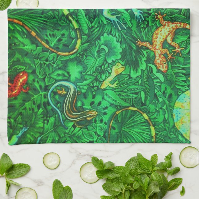 Lizards Batik Tea Towel (Folded)