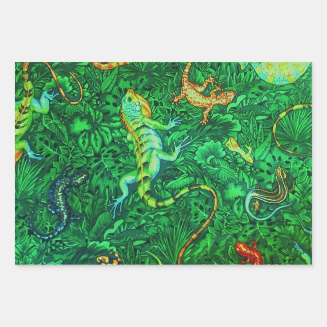 Lizards Batik Wrapping Paper Sheet (Front)