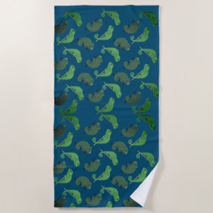Lizards Chameleons Art Beach Towel