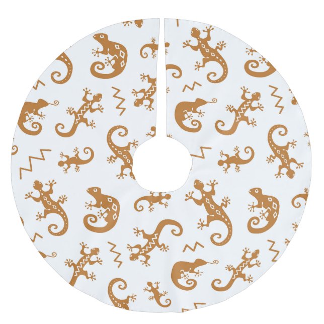 Lizards Chameleons: Seamless Pattern Design. Brushed Polyester Tree Skirt (Front)