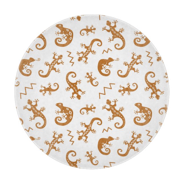 Lizards Chameleons: Seamless Pattern Design. Cutting Board (Front)