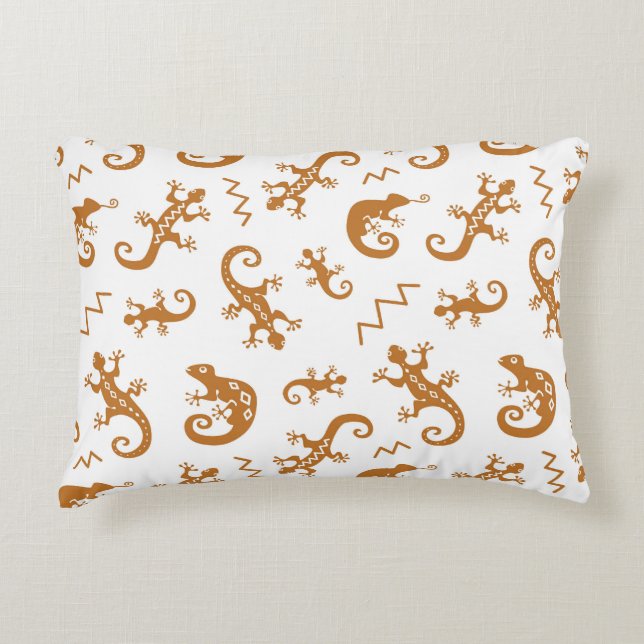 Lizards Chameleons: Seamless Pattern Design. Decorative Cushion (Front)