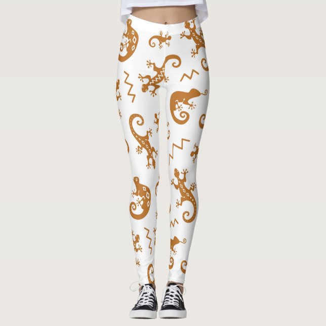 Lizards Chameleons: Seamless Pattern Design. Leggings (Front)