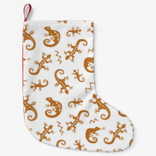 Lizards Chameleons: Seamless Pattern Design. Small Christmas Stocking