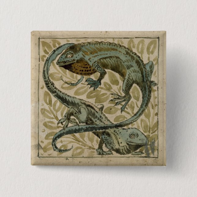 Lizards, design for a tile (w/c on paper) 15 cm square badge (Front)