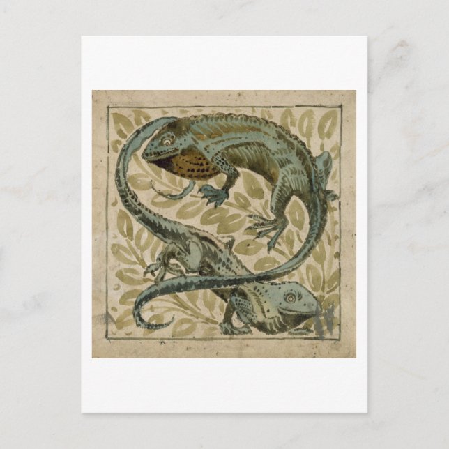Lizards, design for a tile (w/c on paper) postcard (Front)