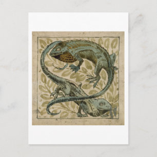 Lizards, design for a tile (w/c on paper) postcard