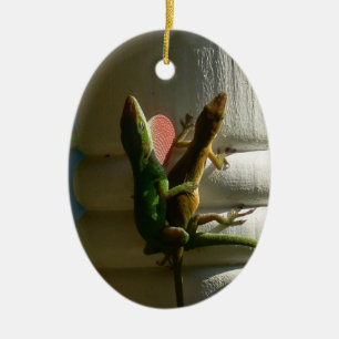 Lizards in Love Ceramic Tree Decoration