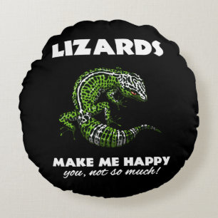 Lizards Make Me Happy Cute Gecko Reptile Round Cushion