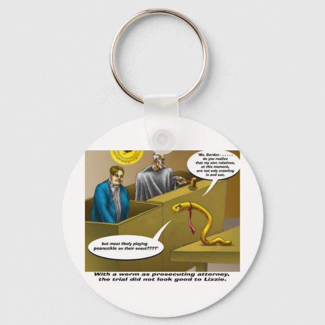 Lizzie Borden Trial Funny Cartoon Gifts Key Ring (Front)