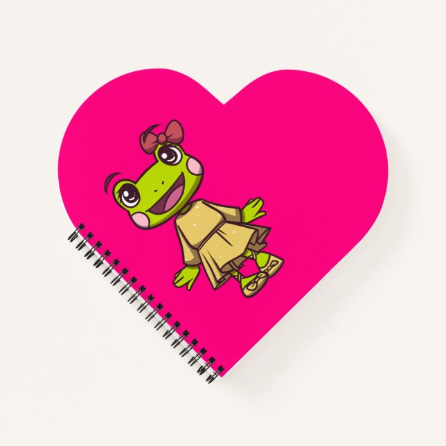 Lizzy the Frog Heart Notepad | AdventureKids Notebook (Front)