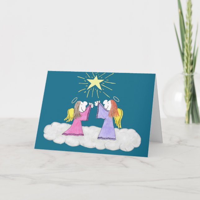 Lizzy's People Angels Holy Night Christmas Card (Front)