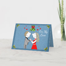 Lizzy's People Mistletoe Kiss Christmas Card