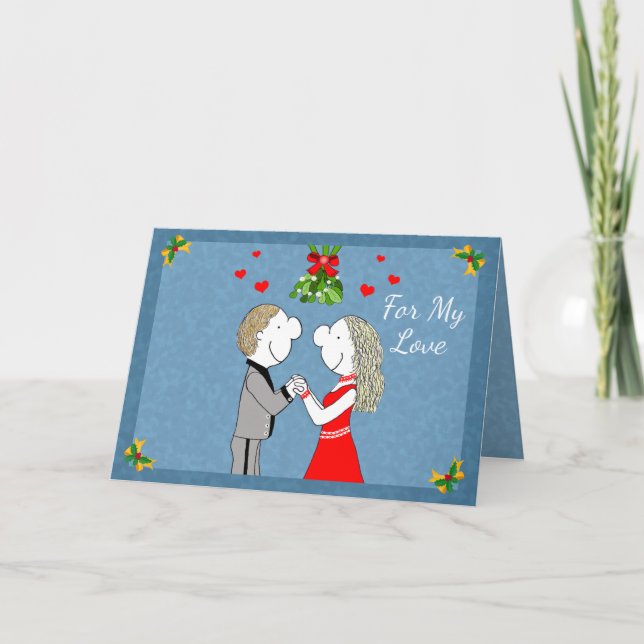 Lizzy's People Mistletoe Kiss Christmas Card (Front)