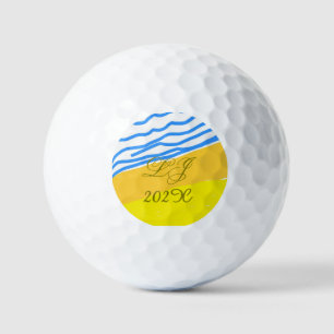 LJ Monogram Elegant Modern Beach Wedding  Golf Balls