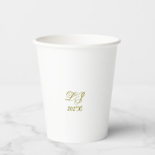 LJ Monogram Elegant Modern Wedding Paper Cups