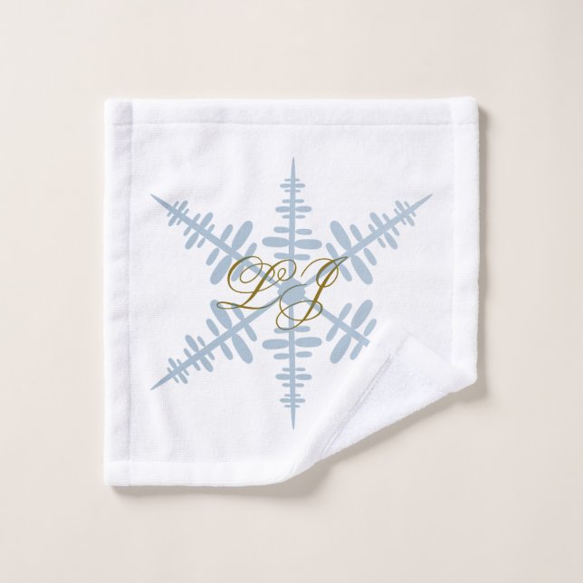 LJ Monogram Snowflake Towel (Wash Cloth)