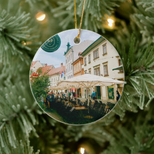 Ljubljana Cityscape Ceramic Tree Decoration