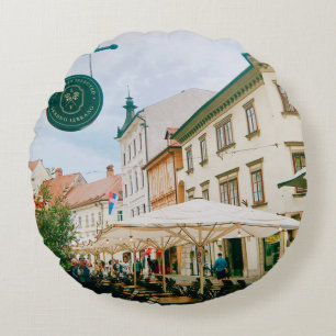 Ljubljana Cityscape Round Cushion