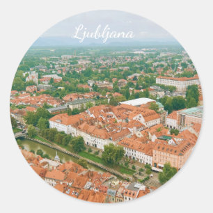 Ljubljana Cityscape, Slovenia Travel Souvenir Classic Round Sticker
