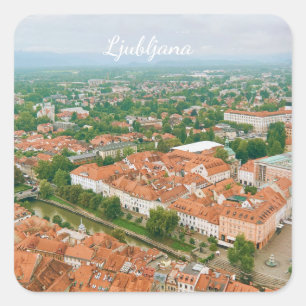 Ljubljana Cityscape, Slovenia Travel Souvenir Square Sticker