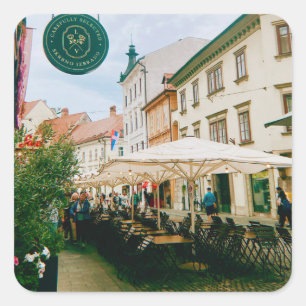 Ljubljana Cityscape Square Sticker
