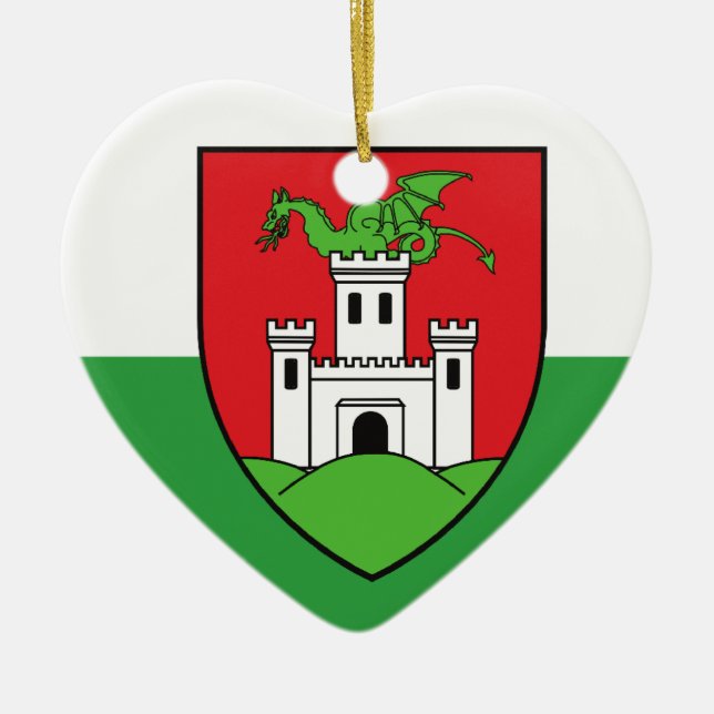 Ljubljana, Slovakia flag Ceramic Tree Decoration (Front)