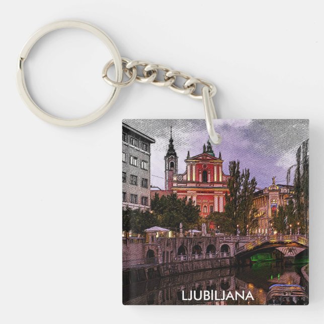 Ljubljana Slovenia Architecture  Key Ring (Front)