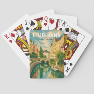 Ljubljana Slovenia Illustration Travel Art Vintage Playing Cards