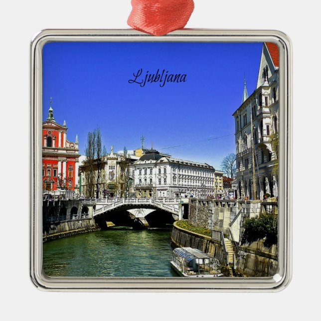Ljubljana, Slovenia Metal Tree Decoration (Front)