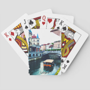 Ljubljana Slovenia Watercolor Vintage Travel Playing Cards