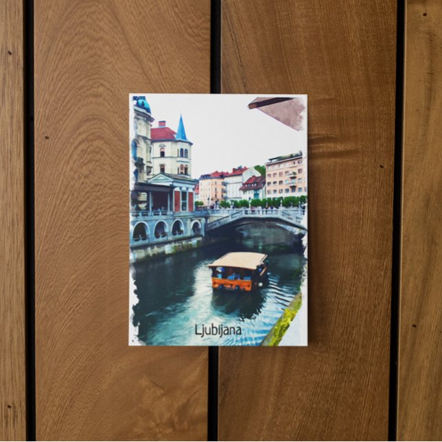 Ljubljana Slovenia Watercolor Vintage Travel Postcard (Ljubljana Slovenia Watercolor Vintage Travel Postcard)