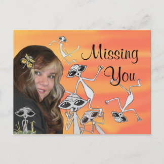 LK and her Alien Friends Missing You Post Card