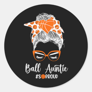 Ll Auntie So Proud Sketll Aunt Sketll Player Aunt Classic Round Sticker