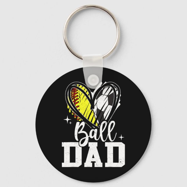 Ll Dad Softll Soccer Ll Dad Of Both  Key Ring (Front)