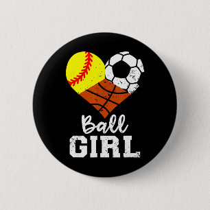 Ll Girl Funny Softll Soccer Sketll Girl 6 Cm Round Badge