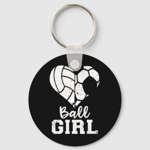 Ll Girl Heart Funny Soccer Volleyll Girl  Key Ring