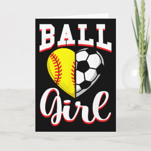 Ll Girl Softll Soccer Lovers Gifts Women Heart Cut Card