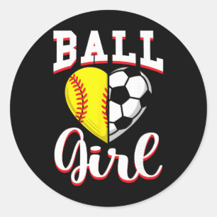 Ll Girl Softll Soccer Lovers Gifts Women Heart Cut Classic Round Sticker