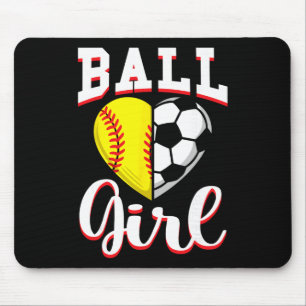 Ll Girl Softll Soccer Lovers Gifts Women Heart Cut Mouse Mat