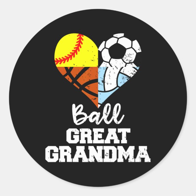 Ll Great Grandma Soccer Softll Sketll Volleyll  Classic Round Sticker (Front)