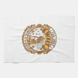Ll Just Wait Until It Quiet Pumpkin Skeleton Hallo Tea Towel